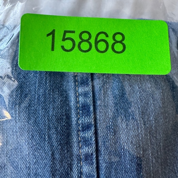 GUESS Girl's 8 Denim Cold Shoulder Button Front Jean Dress Collared Lace Blue - Picture 15 of 15